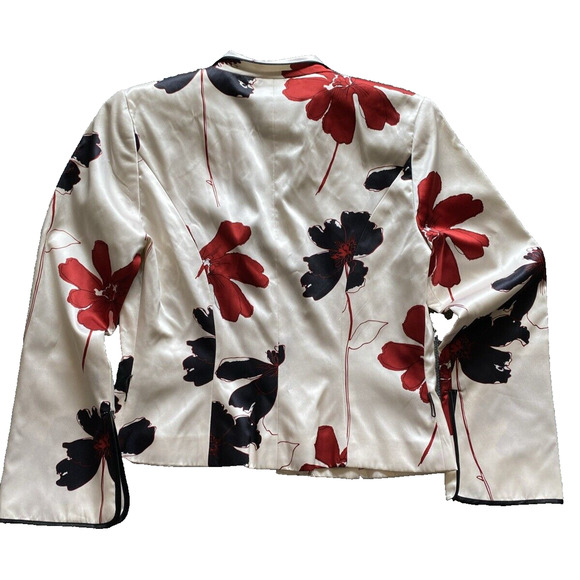 JS Collections Pale Multi Floral Print 100% Silk Button Front Jacket 8P - Picture 5 of 10